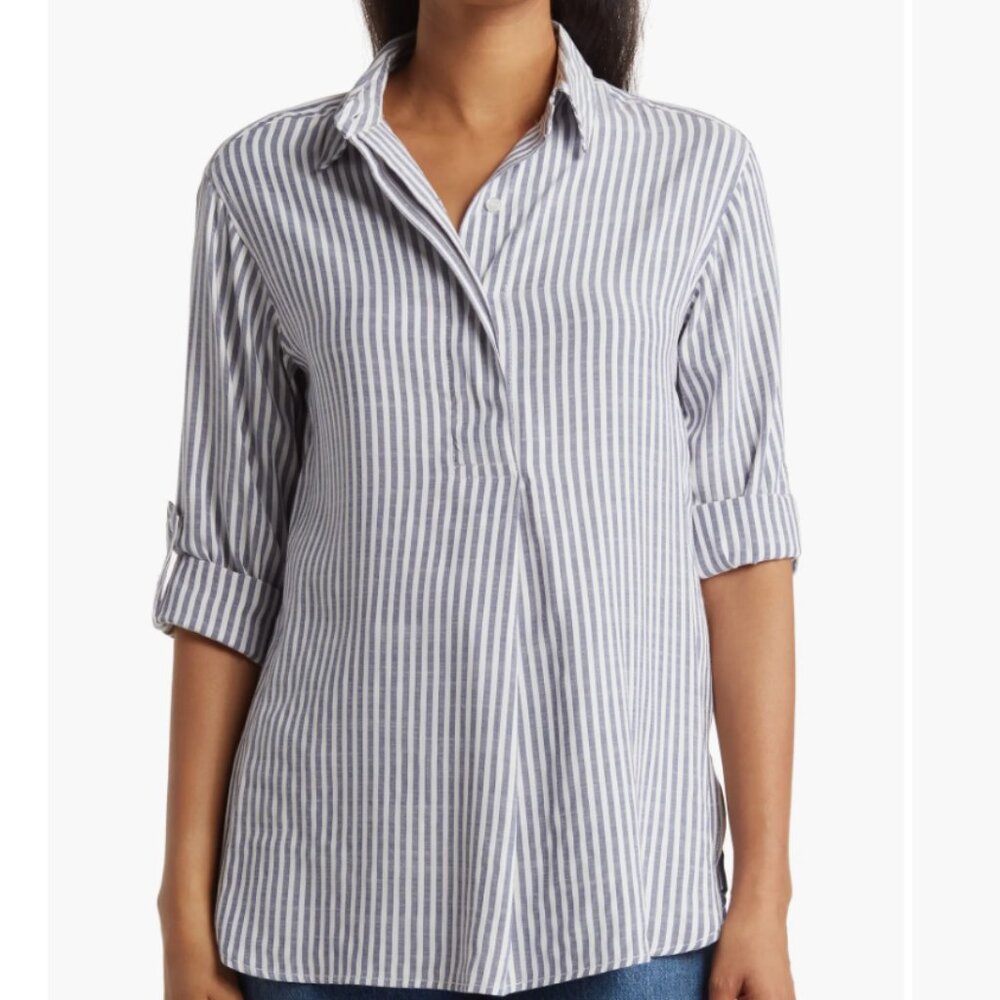 MAX STUDIOStripe Oversize Long Sleeve Button-Up Tunic Size M - NWT